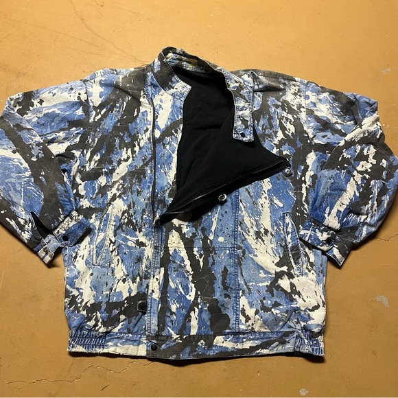 Vintage 1980’s Abstract Blue Print Jacket Sized XL - Picture 3 of 6